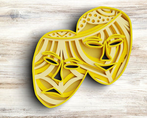 3D Theatre Masks SVG DXF 4 Layer - Drama Svg-Rishasart