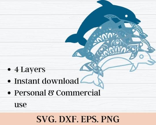 3D Dolphin SVG DXF 4 Layer - Ocean Svg-Rishasart