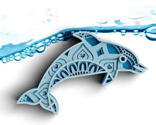 3D Dolphin SVG DXF 4 Layer - Ocean Svg-Rishasart