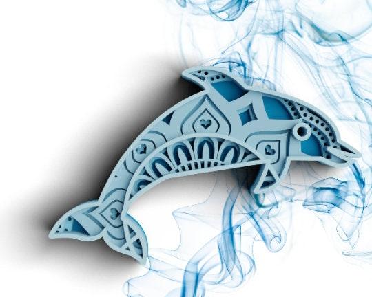 3D Dolphin SVG DXF 4 Layer - Ocean Svg-Rishasart