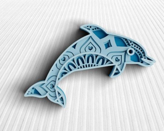 3D Dolphin SVG DXF 4 Layer - Ocean Svg-Rishasart