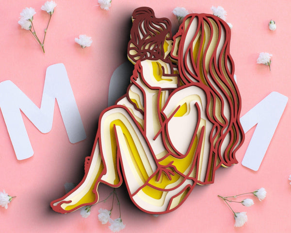 3D Mothers Day SVG DXF 6 Layer -  Mom and Baby Svg-Rishasart