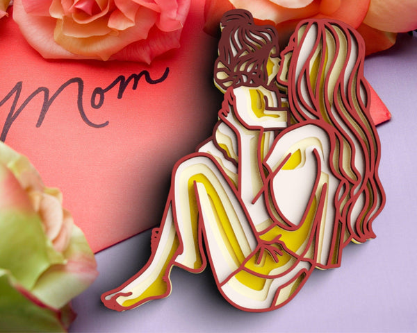 3D Mothers Day SVG DXF 6 Layer -  Mom and Baby Svg-Rishasart