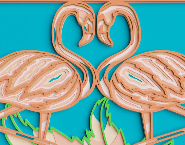 3D Flamingo SVG DXF 8 Layer - Summer Svg-Rishasart