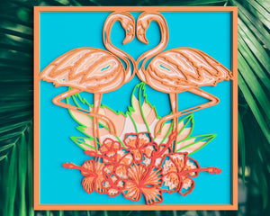 3D Flamingo SVG DXF 8 Layer - Summer Svg-Rishasart