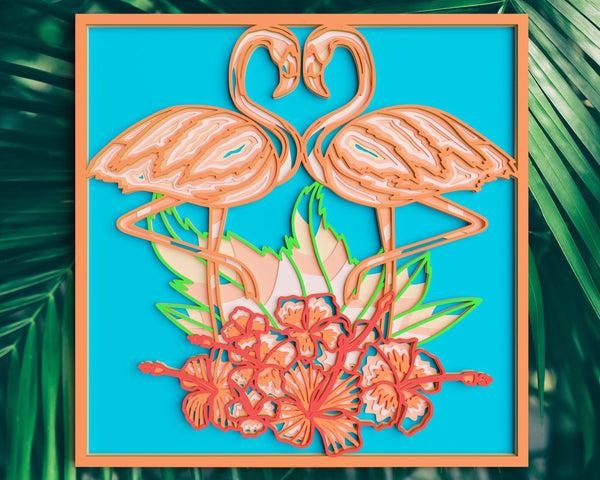 3D Flamingo SVG DXF 8 Layer - Summer Svg-Rishasart