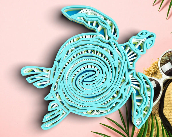 3D Sea Turtle SVG DXF 5 Layer - Ocean Svg-Rishasart