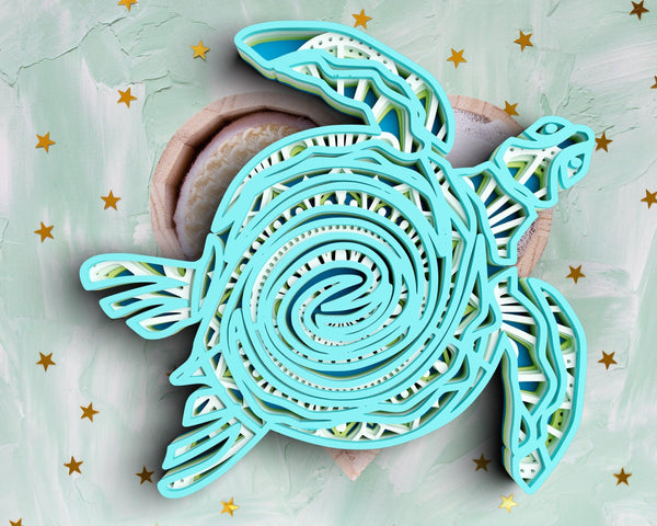 3D Sea Turtle SVG DXF 5 Layer - Ocean Svg-Rishasart