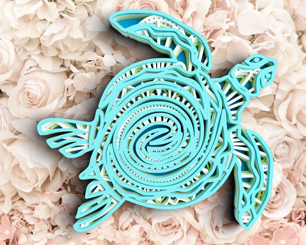 3D Sea Turtle SVG DXF 5 Layer - Ocean Svg-Rishasart