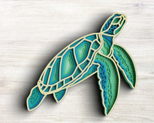 3D Sea Turtle SVG DXF 6 Layer - Ocean Svg-Rishasart