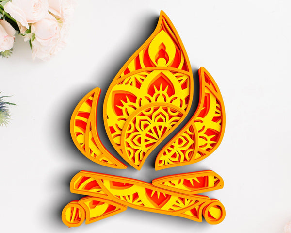 3D Flames SVG DXF 4 Layer - Camping Svg-Rishasart