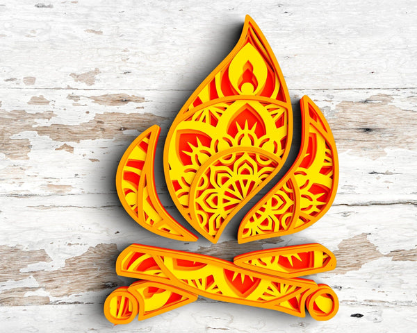 3D Flames SVG DXF 4 Layer - Camping Svg-Rishasart