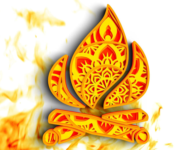 3D Flames SVG DXF 4 Layer - Camping Svg-Rishasart