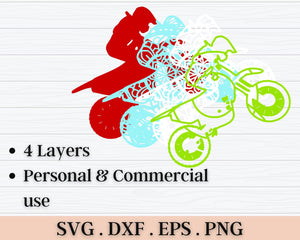 3D Dirt Bike SVG DXF 4 Layer - Adventure Svg-Rishasart