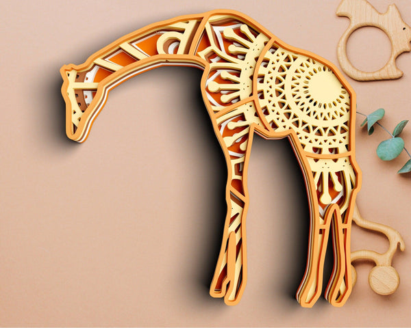 3D Giraffe SVG DXF 5 Layer - Animal Svg-Rishasart