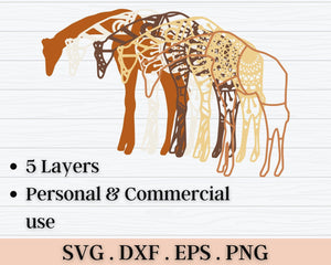 3D Giraffe SVG DXF 5 Layer - Animal Svg-Rishasart