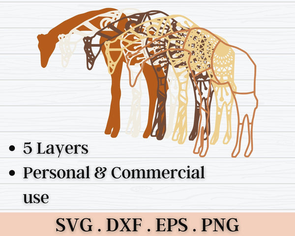 3D Giraffe SVG DXF 5 Layer - Animal Svg-Rishasart