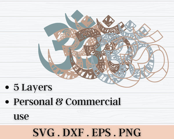 3D OM SVG DXF 5 Layer - Yoga Svg 3D Mandala Svg-Rishasart