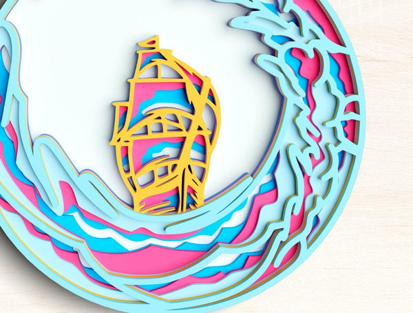 3D Ship SVG DXF 6 Layer - Ocean Svg-Rishasart