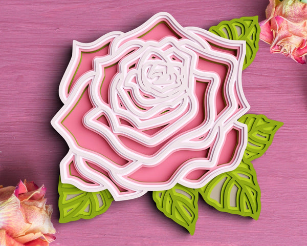 3D Rose SVG DXF 7 Layer - Flower Svg 3D Mandala Svg-Rishasart