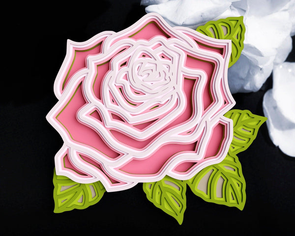 3D Rose SVG DXF 7 Layer - Flower Svg 3D Mandala Svg-Rishasart