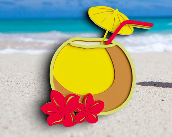 3D Cocktail SVG DXF 5 Layer - Coconut Svg-Rishasart