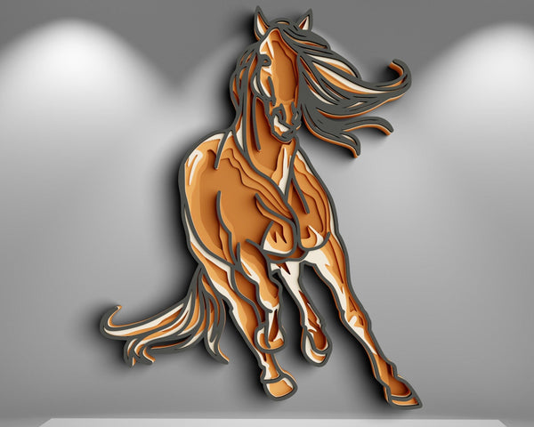 3D Horse SVG DXF 5 Layer - Animal Svg 3D Mandala Svg-Rishasart