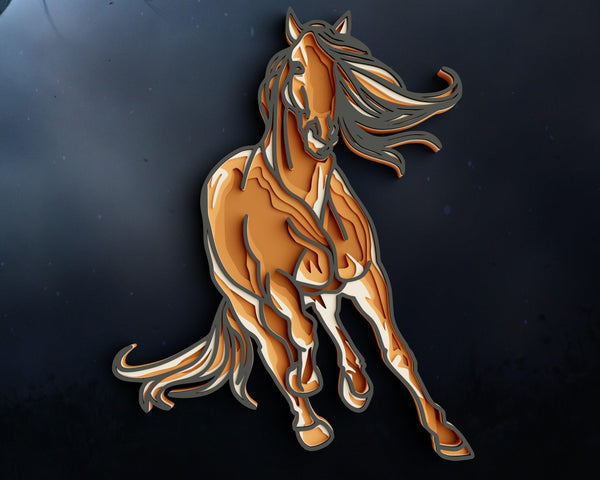 3D Horse SVG DXF 5 Layer - Animal Svg 3D Mandala Svg-Rishasart