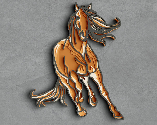 3D Horse SVG DXF 5 Layer - Animal Svg 3D Mandala Svg-Rishasart