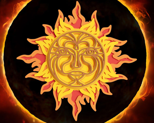 3D Sun SVG DXF 6 Layer - Celestial Svg 3D-Rishasart