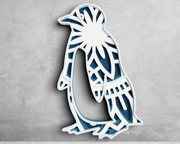 3D Penguin Mandala SVG DXF 4 Layer - Bird Svg-Rishasart