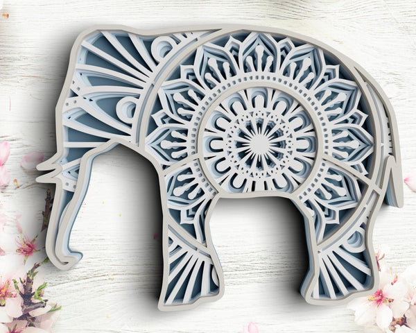 3D Elephant SVG DXF 5 Layer - Animal Svg-Rishasart