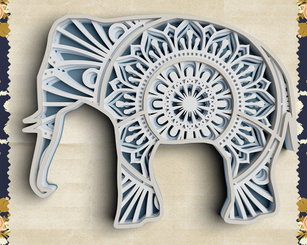 3D Elephant SVG DXF 5 Layer - Animal Svg-Rishasart