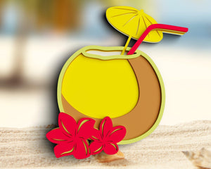 3D Cocktail SVG DXF 5 Layer - Coconut Svg-Rishasart
