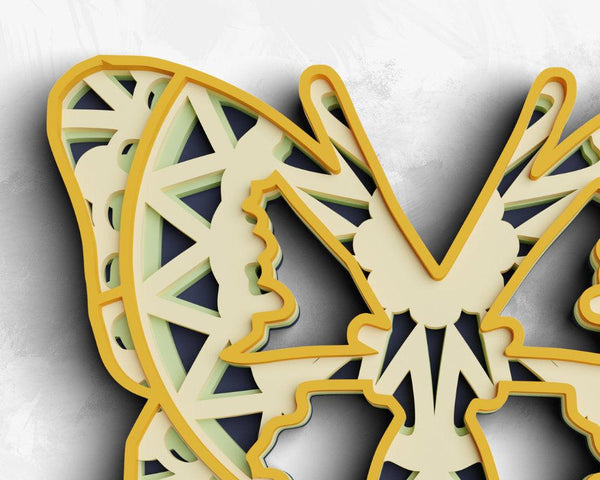 3D Butterfly SVG DXF 4 Layer - Sunflower Svg-Rishasart