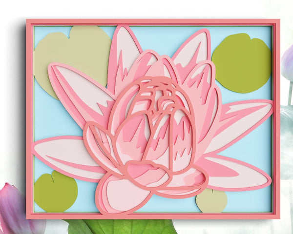 3D Lotus SVG DXF 8 Layer - Flower Svg 3D Mandala Svg-Rishasart