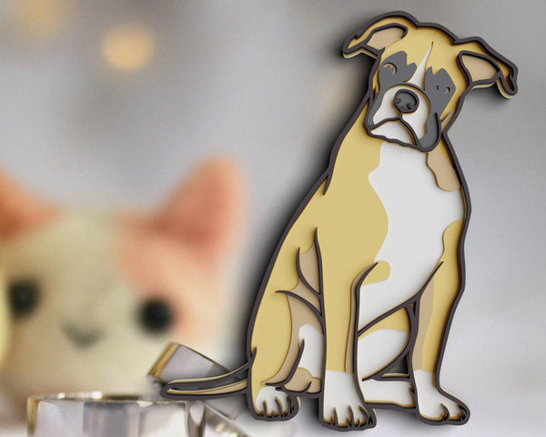 3D Boxer Dog SVG DXF 5 Layer - Pet Svg-Rishasart