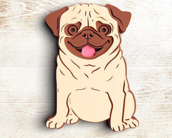 3D Pug SVG DXF 5 Layer - Dog Svg-Rishasart