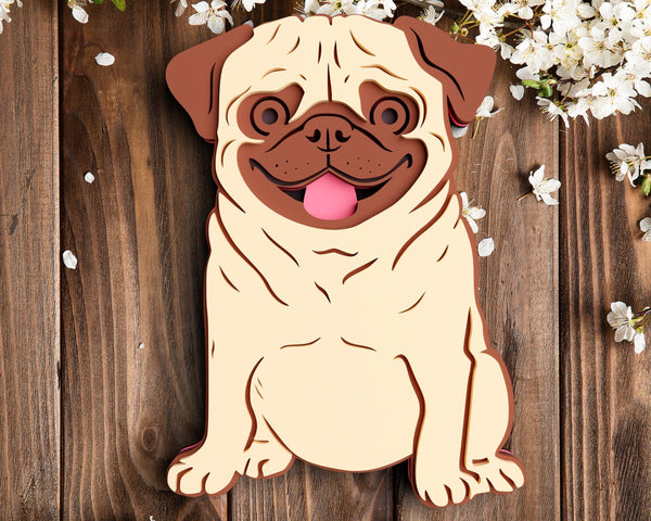 3D Pug SVG DXF 5 Layer - Dog Svg-Rishasart