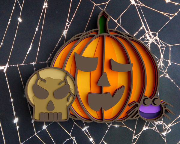 3D Halloween SVG DXF 8 Layer - Pumpkin Svg-Rishasart