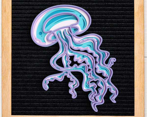 3D Jellyfish SVG DXF 5 Layer - Ocean Svg-Rishasart