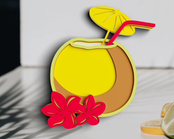 3D Cocktail SVG DXF 5 Layer - Coconut Svg-Rishasart