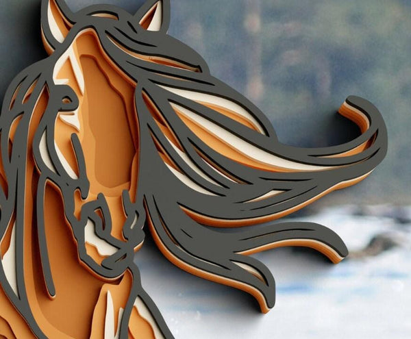 3D Horse SVG DXF 5 Layer - Animal Svg 3D Mandala Svg-Rishasart