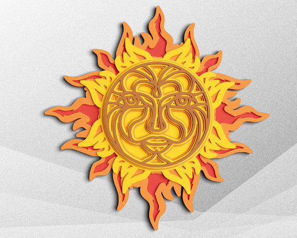 3D Sun SVG DXF 6 Layer - Celestial Svg 3D-Rishasart