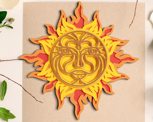 3D Sun SVG DXF 6 Layer - Celestial Svg 3D-Rishasart