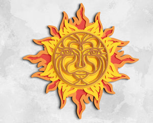 3D Sun SVG DXF 6 Layer - Celestial Svg 3D-Rishasart