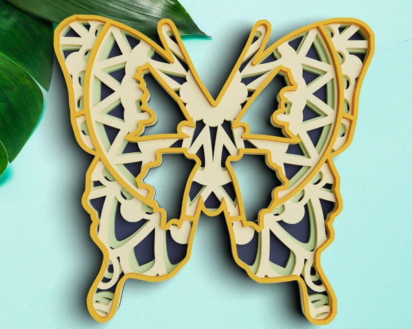 3D Butterfly SVG DXF 4 Layer - Sunflower Svg-Rishasart