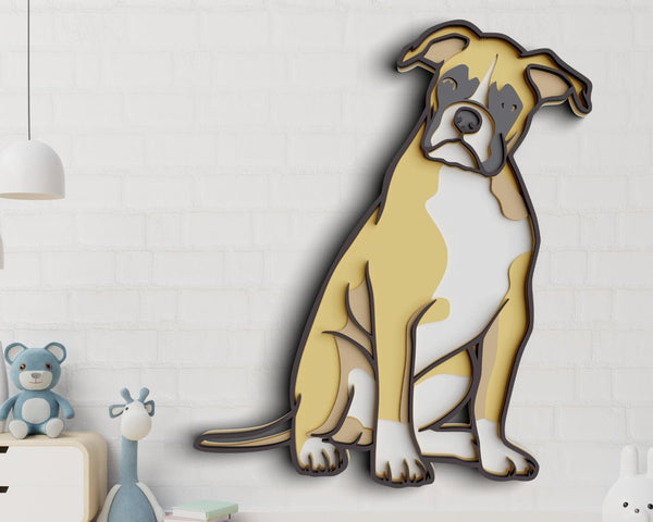 3D Boxer Dog SVG DXF 5 Layer - Pet Svg-Rishasart