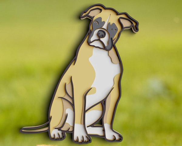 3D Boxer Dog SVG DXF 5 Layer - Pet Svg-Rishasart