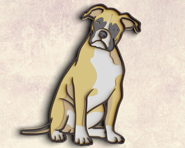 3D Boxer Dog SVG DXF 5 Layer - Pet Svg-Rishasart